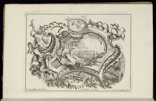 Bound Print, Cartouche with Putto Blowing Conch