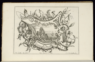Bound Print, Cartouche with Young Tritons