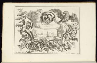 Bound Print, Cartouche with Dragon and Bird