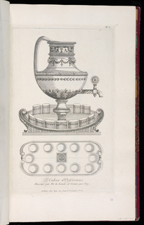 Print, Coffee Server with Cups on a Plate