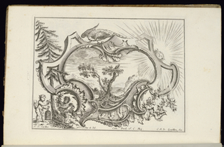 Bound Print, Cartouche with Bird and Sun