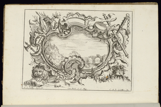 Bound Print, Cartouche with Lion
