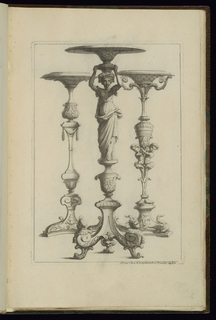 Print, Three Gueridons (Candlestands) Designs