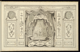 Print, Interior Wall Elevation with a Bed