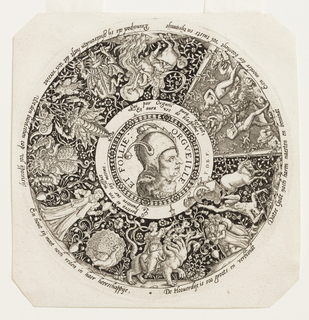 Print, Design for an Engraved Tazza with the Head of a Jester and a Satyr, representing Pride and Folly