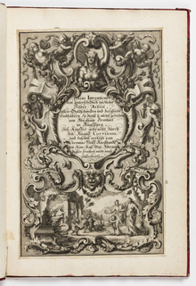 Print, Neüe inventiones von unterschiedlich nützlicher Silber-arbeit...gezeichnet von Abraham Drentwet in Augspurg. Inss. Kupffer gebracht durch Ioh : August Corvinim, und dasselbst verlegt von Jeremias Wolff... ; title page
