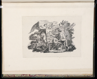 Print, A Winged Genius Painting a Canvas