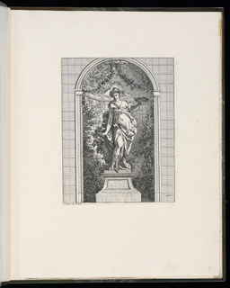 Print, Female Garden Statue in Niche