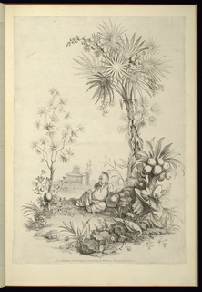 Bound Print, Chinoiserie with Seated Figure in a Landscape