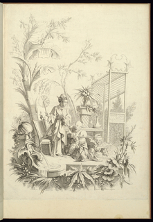 Bound Print, Chinoiserie with Figures in a Landscape