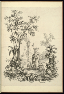 Bound Print, Chinoiserie with Figure in a Landscape