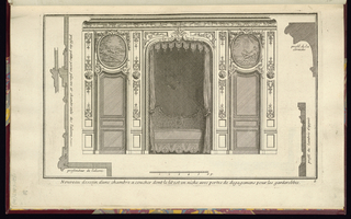 Print, Nouveau dessein d’une chambre a coucher dont le lit est en niche avec portes de degagemens pour les garderobbes