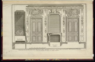 Print, Nouveau dessein du côte de la cheminée d’une chambre a coucher dont le lit est en niche du dessein du Sr. Blondel