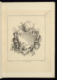 Print, Design for Cartouche Evoking Death