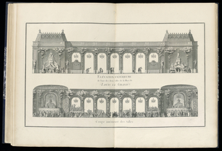 Bound Print, Exterior and Interior Section of One of the Two Halls on the Place Louis le Grand