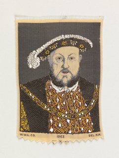 Souvenir Ribbon Portrait, Portrait of Henry VIII (c. 1540) by the workshop of Hans Holbein the Younger (1497-1543)