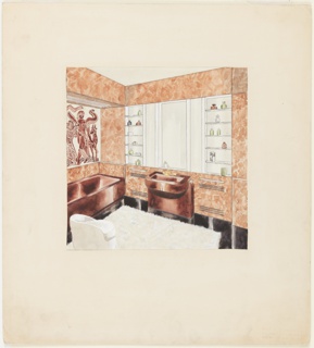 Drawing, Design for Bathroom Interior, Frederick B. Patterson Apartment, 435 East 52nd Street, New York, NY