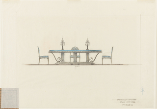Drawing, Dining Room Table and Chairs, Agnes Miles Carpenter Residence, 950 Fifth Avenue, New York, NY