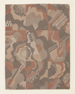 Drawing, Design for Carpet: Still Life with Musical Instruments, Radio City Music Hall, New York, NY
