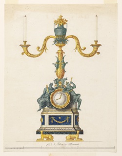 Drawing, Design for a Candlestick with a Clock