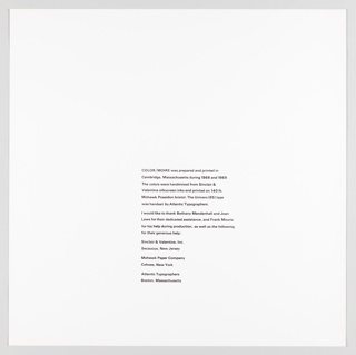 Print, Acknowledgements Page, Plate 27, "Color/Moire" Portfolio