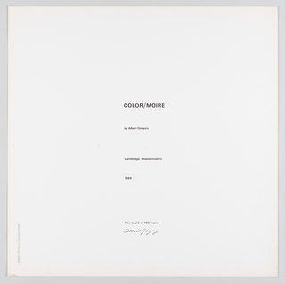 Print, "Color / Moire" Portfolio Title Page