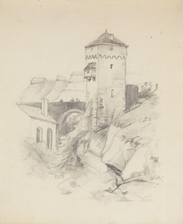 Drawing, Tower in a Village