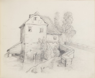 Drawing, Mill House by a Stream