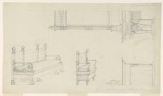 Drawing, Designs for a Sofa, Armchair, Console Table, Console Looking Glass