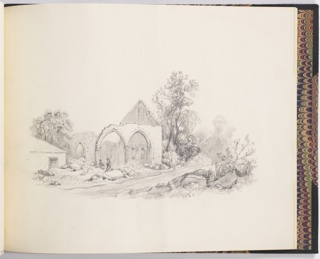 Drawing, Ruins by a Road