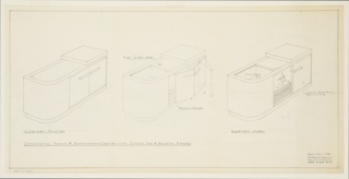 Drawing, Design for a Combination Radio and Phonograph Cabinet with Sliding Top and Folding Doors