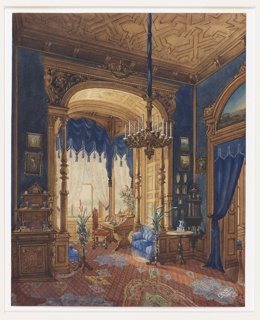 Drawing, Alcove in the Salon of the Grand Duchess Anna of Mecklenburg-Schwerin