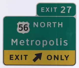 Sign, Metropolis, in ClearviewHwy® Typeface