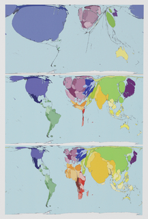 Map, Worldmapper Project: Global Internet Use 1990 and 2007