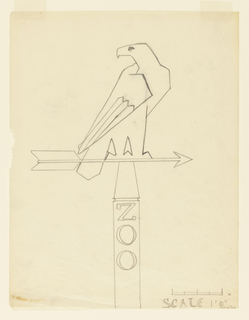 Drawing, Design for Zoo Signpost with Falcon