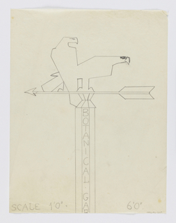 Drawing, Design for Signpost, Botanical Gardens, Bronx, NY
