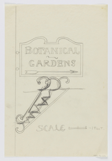 Drawing, Design for Signpost, Botanical Gardens, Bronx, NY