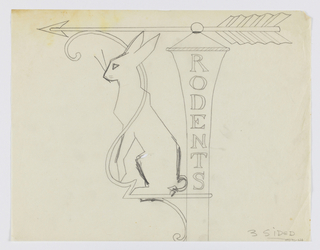 Drawing, Design for Rodents Signpost with Hare