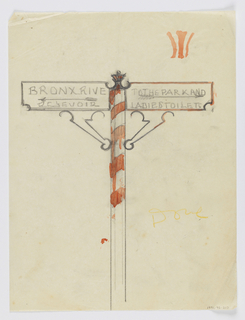 Drawing, Design for Signpost, Bronx River Reservoir, Westchester, NY