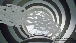 Video, Starling Paper Maquette: Interactive paper planes, visualization at the Guggenheim Museum, New York