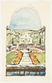 Drawing, Study for Title Page for Les Jardins d'André Vera