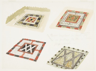 Drawing, Four Studies of Garden Parterres