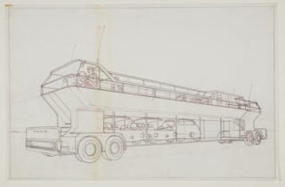 Drawing, Design for Double-decker Bus, Hub Cities System