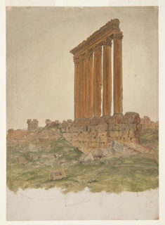 Drawing, Pillars of the Temple of Jupiter, Baalbek, Syria