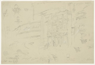 Drawing, Architectural Sketches of El Khasné, Petra, Jordan