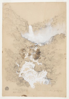 Drawing, Tequendama Falls near Bogotá, Colombia