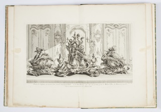 Print, Projet de Sculpture en Argent d'un Grand Surtout de Table et les Deux Terrines...Executée pour Millord Kinston (sic) en 1735 (Design for Centerpiece and Two Tureens for the Duke of Kingston in 1735) plate 115 in Œuvre de Juste-Aurèle Meissonnier