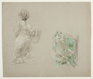 Drawing, Study for a kneeling woman, “Vintage Festival,” Mendelssohn Glee Club, New York, NY