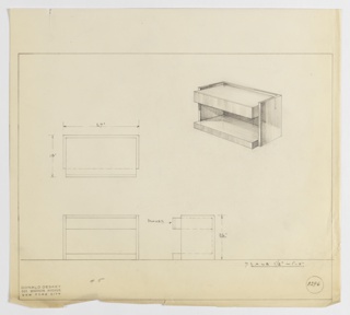 Drawing, Design for Low End Table with Drawer and Shelf