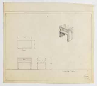 Drawing, Design for End Table with Drawer and Shelf